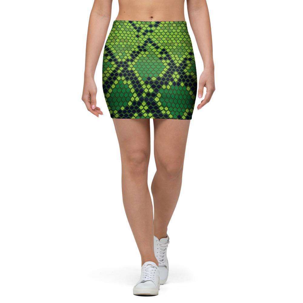 Green Snakeskin print Mini Skirt-grizzshop