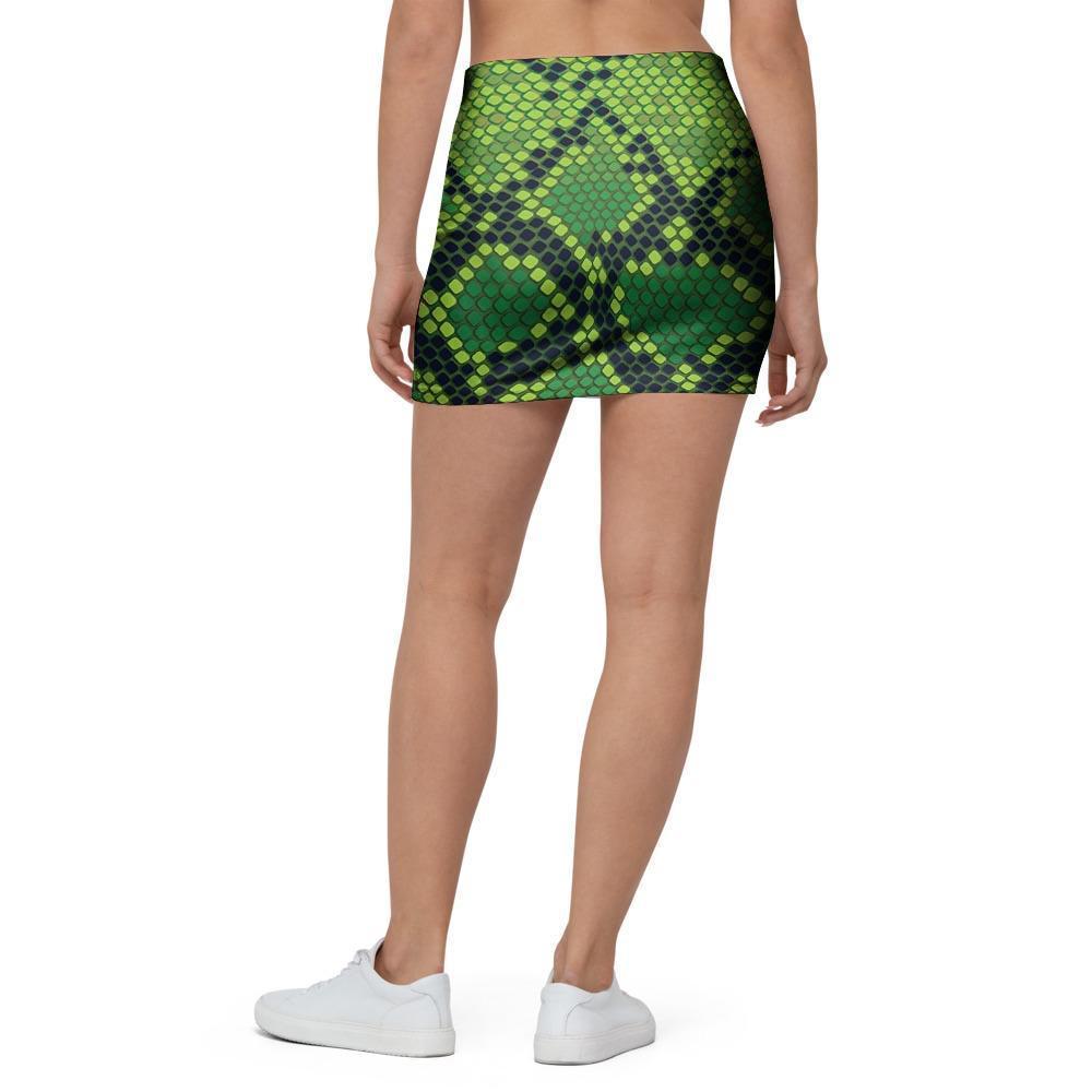 Green Snakeskin print Mini Skirt-grizzshop