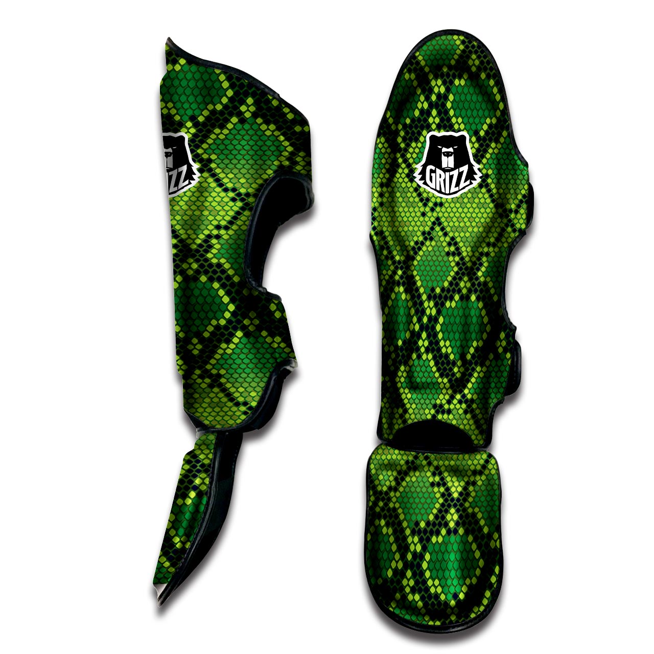 Green Snakeskin print Muay Thai Shin Guard-grizzshop