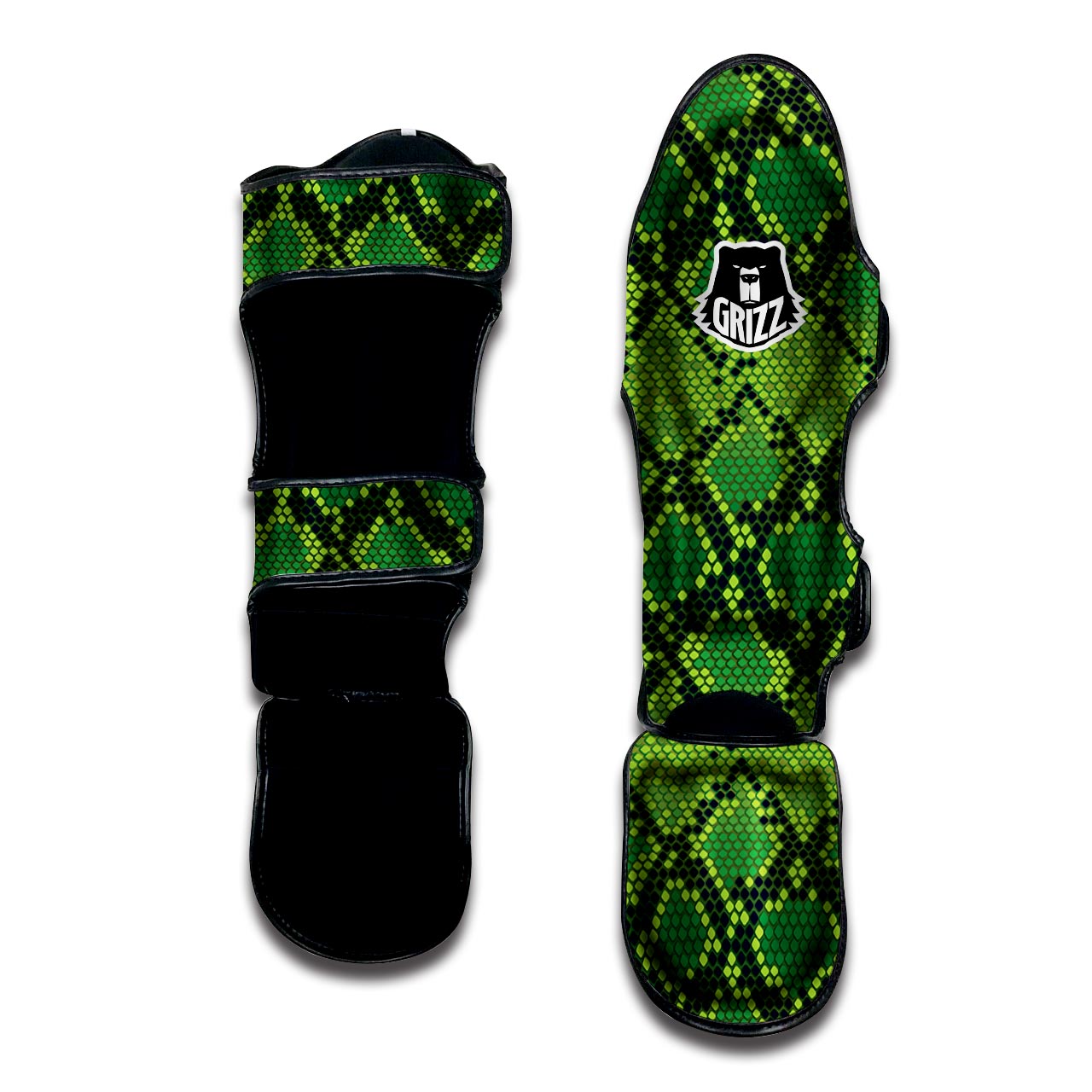 Green Snakeskin print Muay Thai Shin Guard-grizzshop