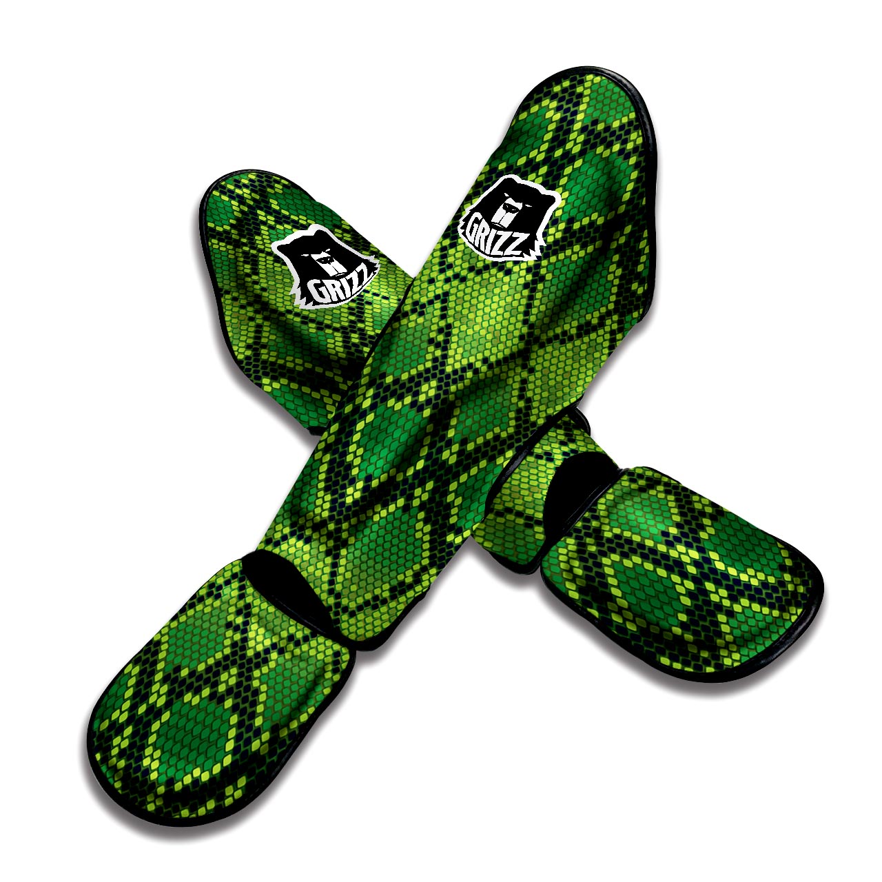 Green Snakeskin print Muay Thai Shin Guard-grizzshop