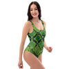 Green Snakeskin print One Piece Swimsuite-grizzshop