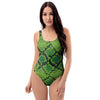 Green Snakeskin print One Piece Swimsuite-grizzshop