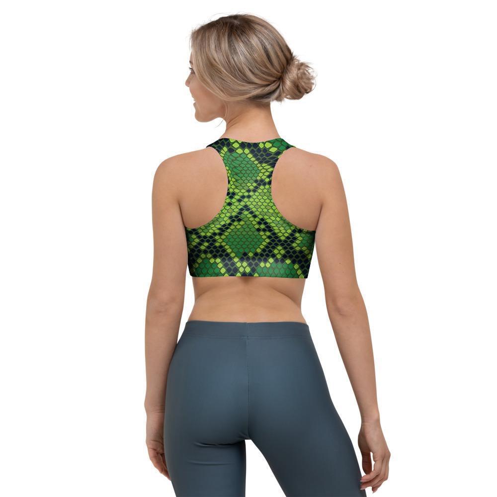 Green Snakeskin print Sports Bra-grizzshop