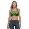 Green Snakeskin print Sports Bra-grizzshop