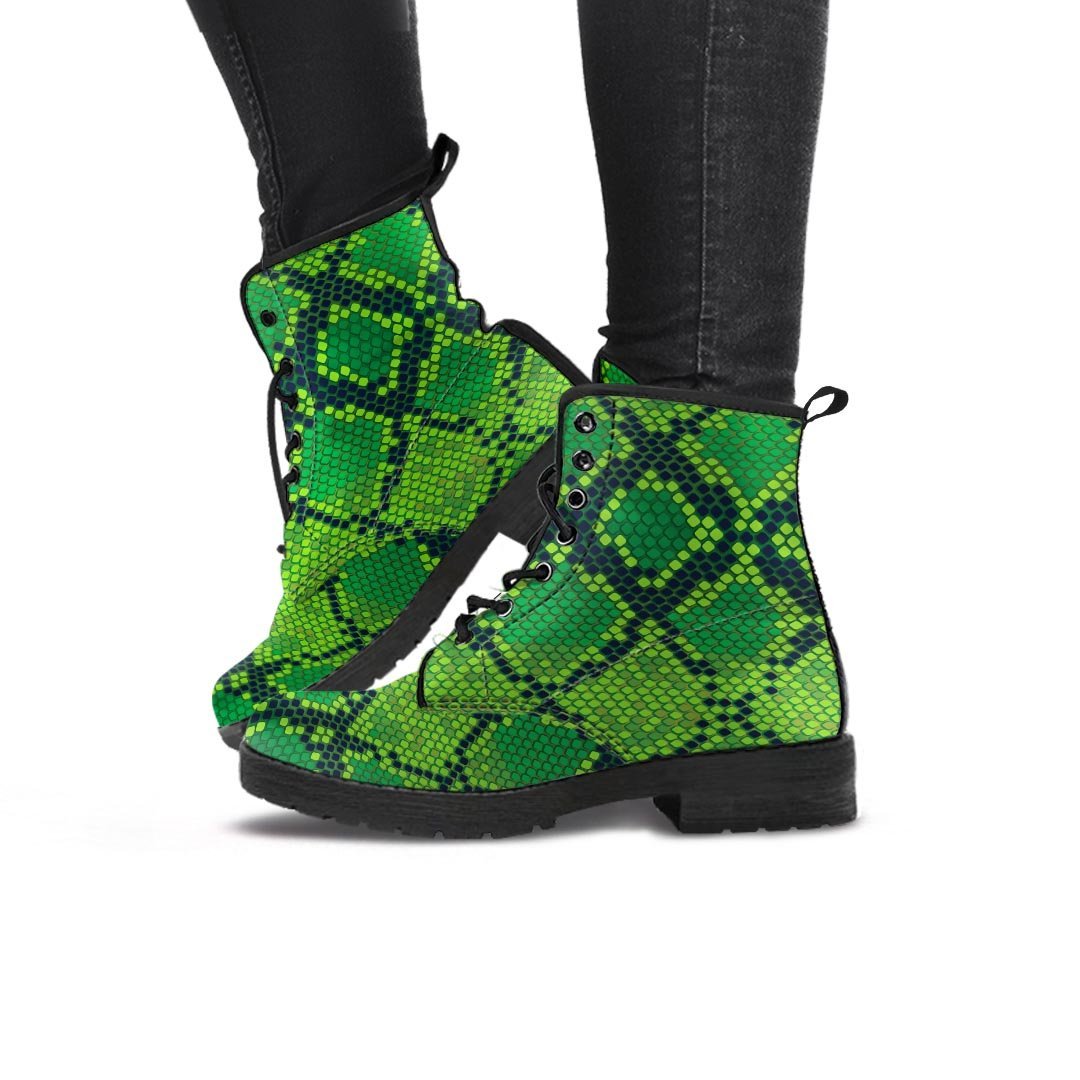 Green Snakeskin print Women's Boots-grizzshop