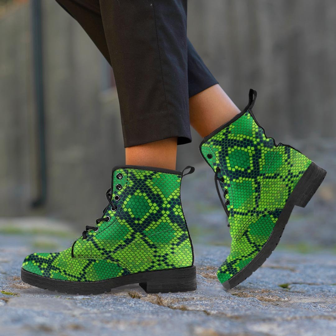 Green Snakeskin print Women's Boots-grizzshop