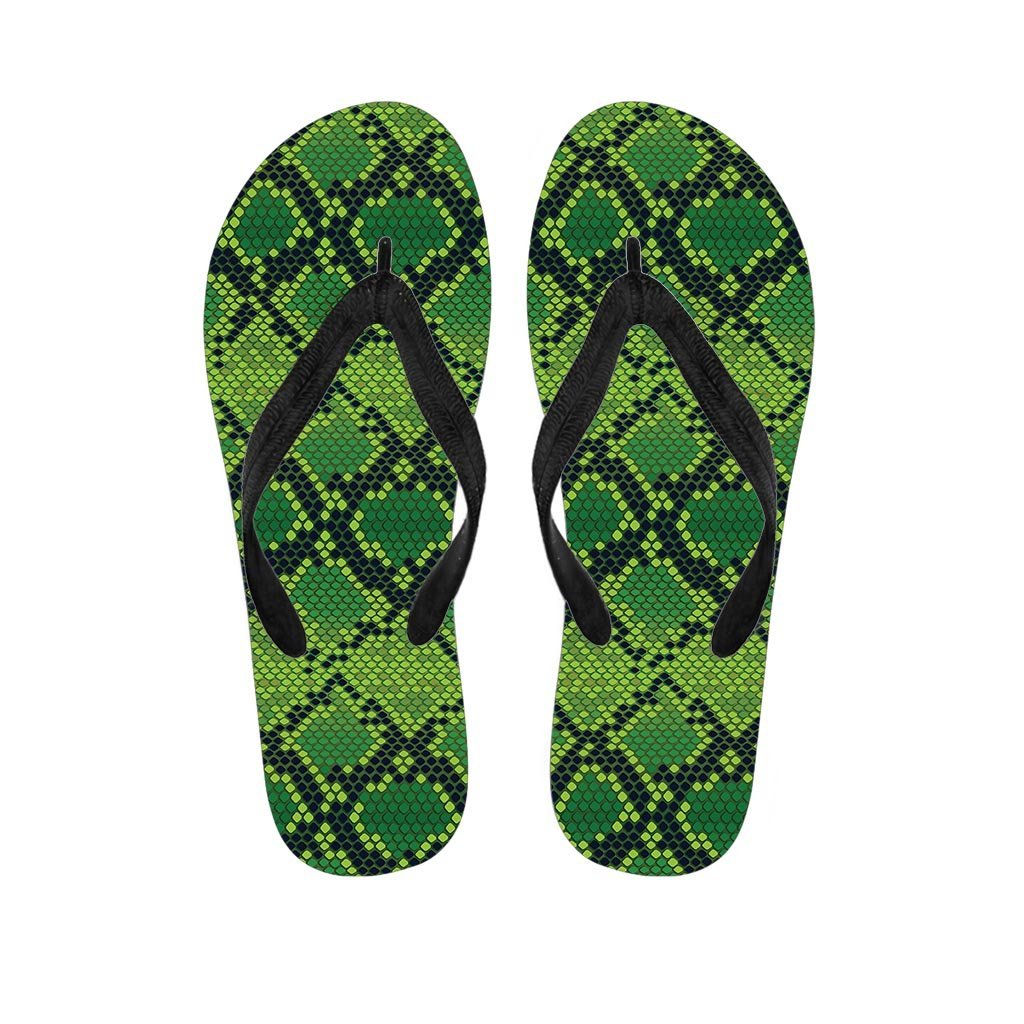 Green Snakeskin print Women's Flip Flops-grizzshop