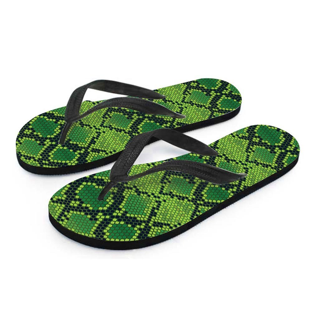 Green Snakeskin print Women's Flip Flops-grizzshop