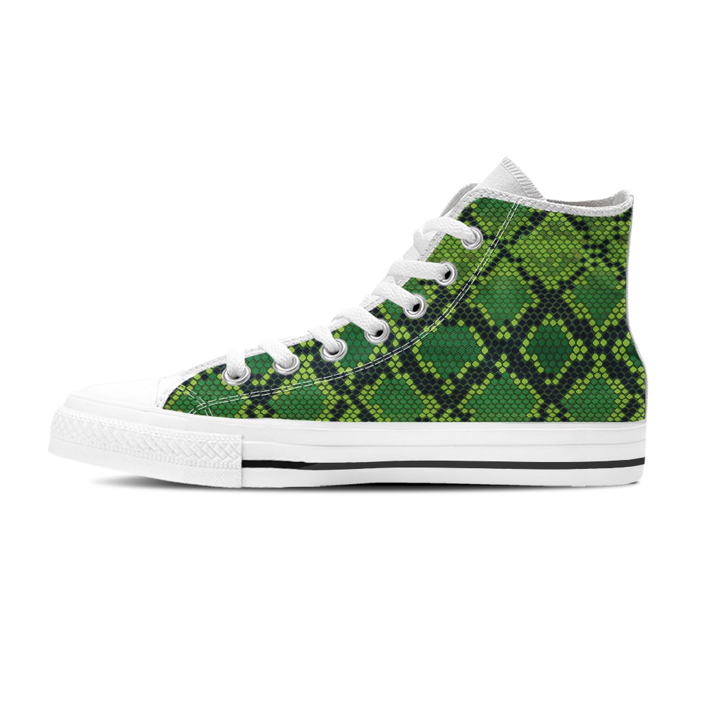 Green Snakeskin print Women's High Top Shoes-grizzshop