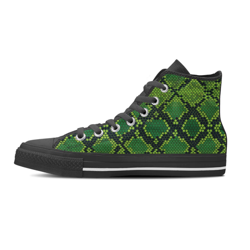 Green Snakeskin print Women's High Top Shoes-grizzshop