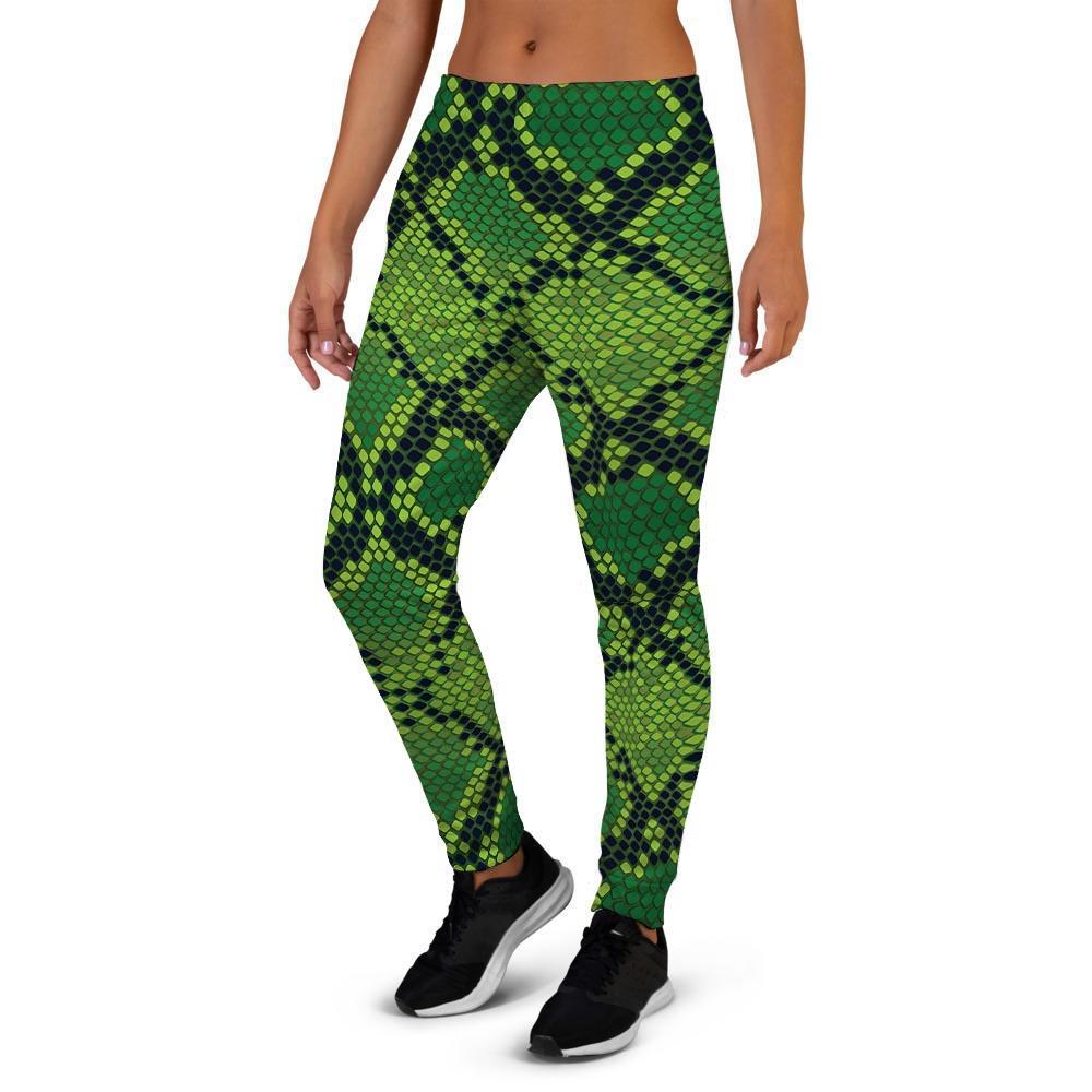 Green Snakeskin print Women's Joggers-grizzshop