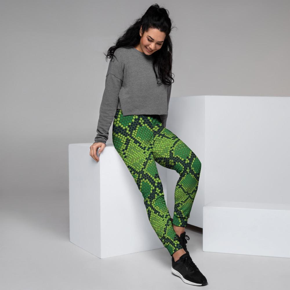 Green Snakeskin print Women's Joggers-grizzshop