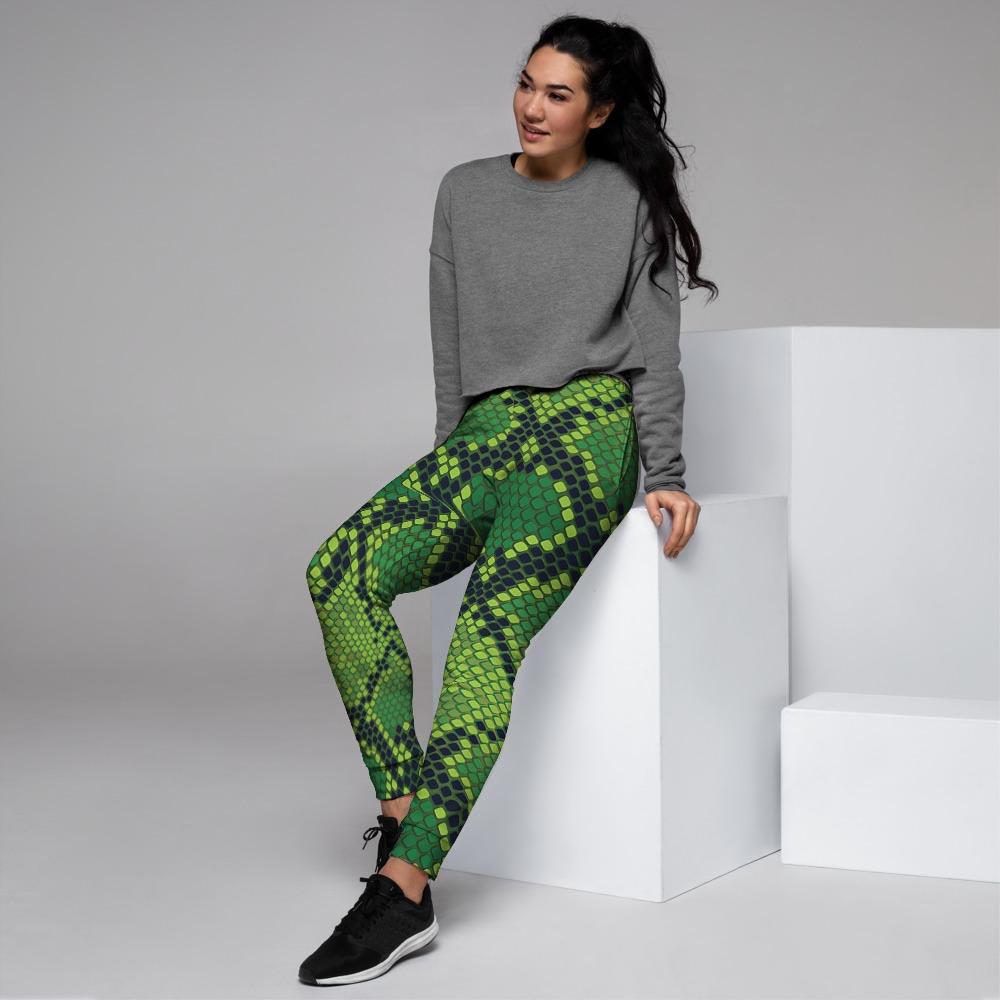 Green Snakeskin print Women's Joggers-grizzshop