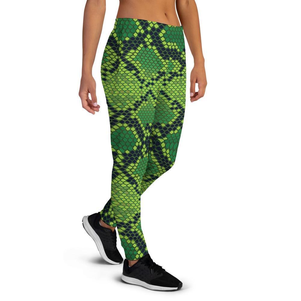 Green Snakeskin print Women's Joggers-grizzshop