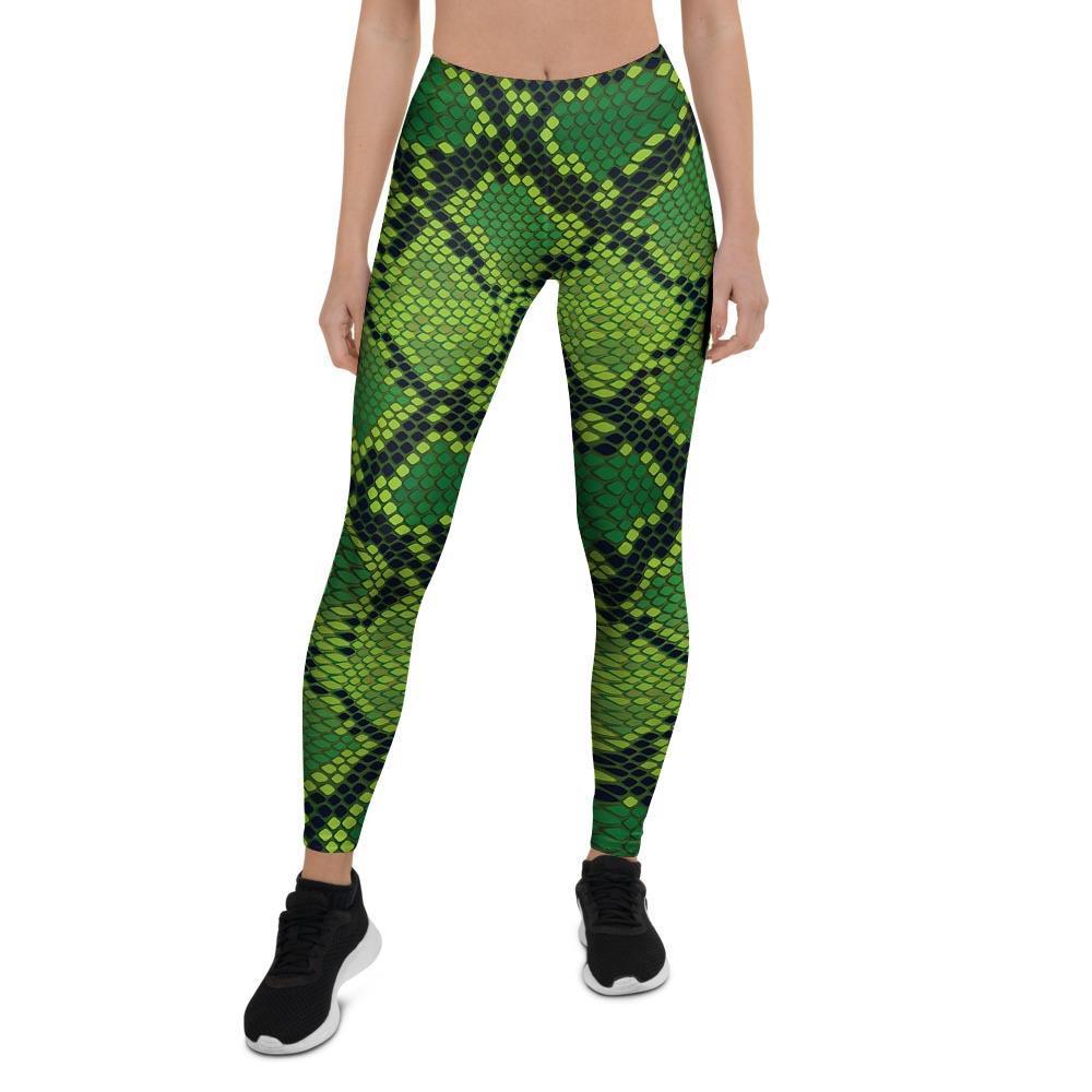 Green Snakeskin print Women's Leggings-grizzshop