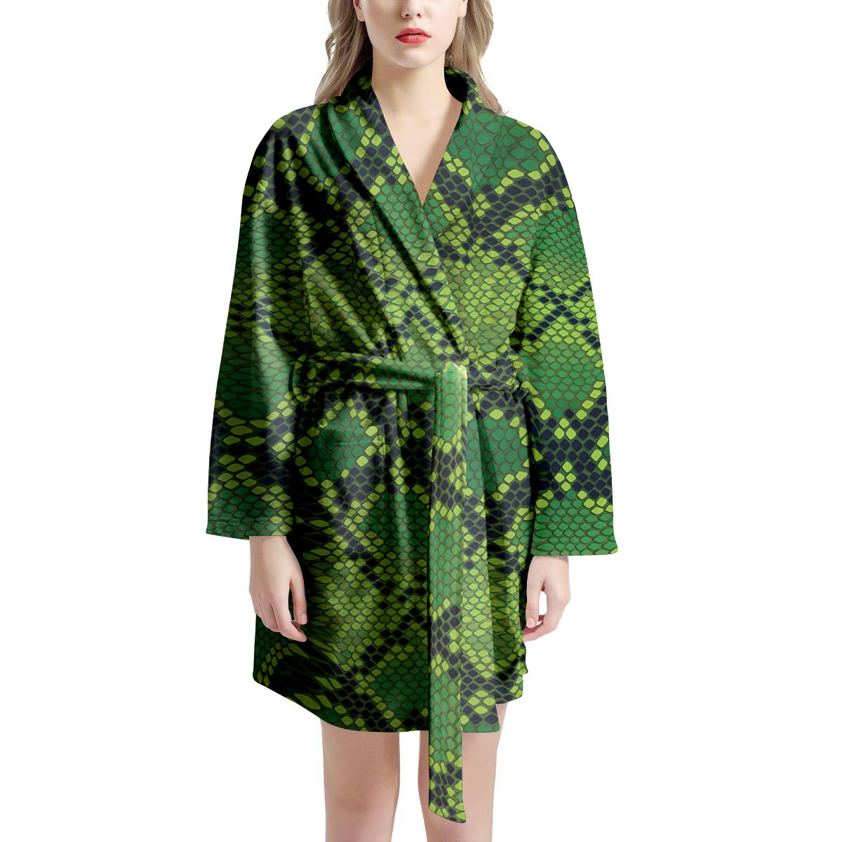 Green Snakeskin print Women's Robe-grizzshop