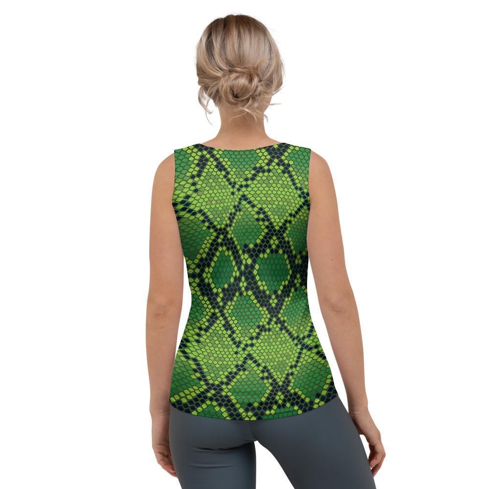 Green Snakeskin print Women's Tank Top-grizzshop