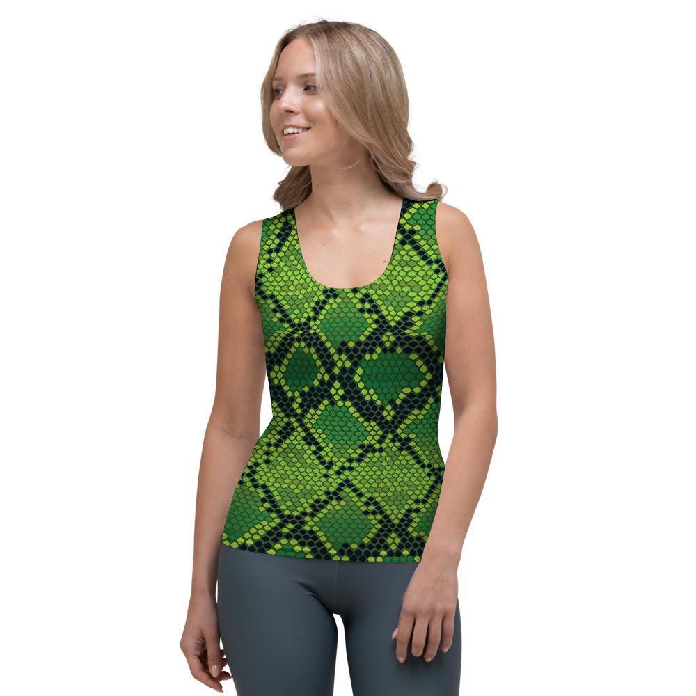 Green Snakeskin print Women's Tank Top-grizzshop