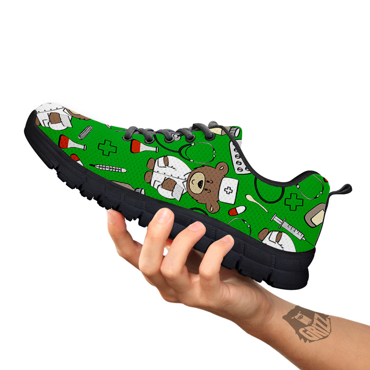Green Teddy Bear Nurse - Sneakers-grizzshop