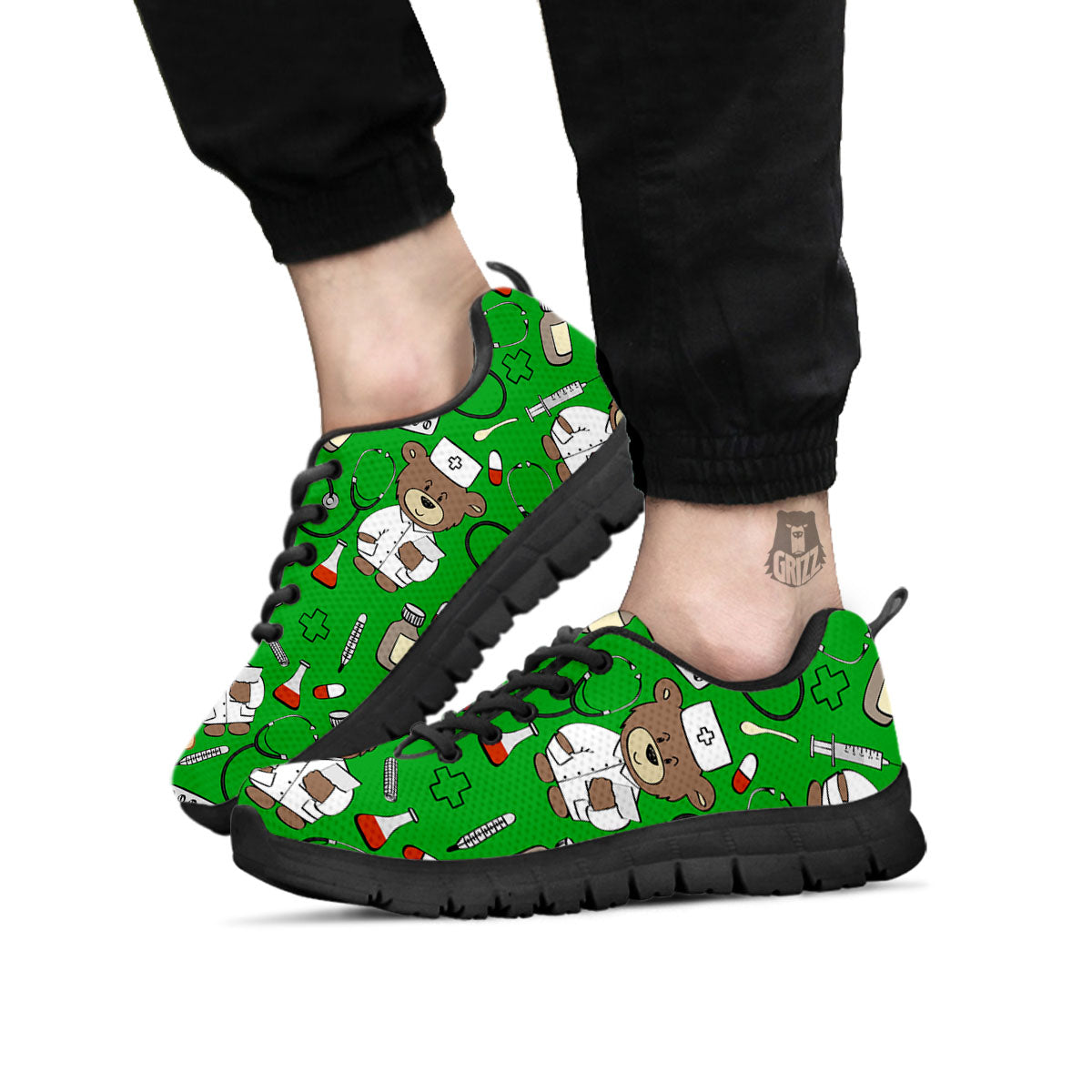 Green Teddy Bear Nurse - Sneakers-grizzshop