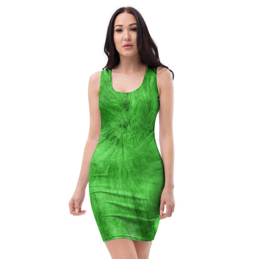 Green Tie Dye Bodycon Dress-grizzshop