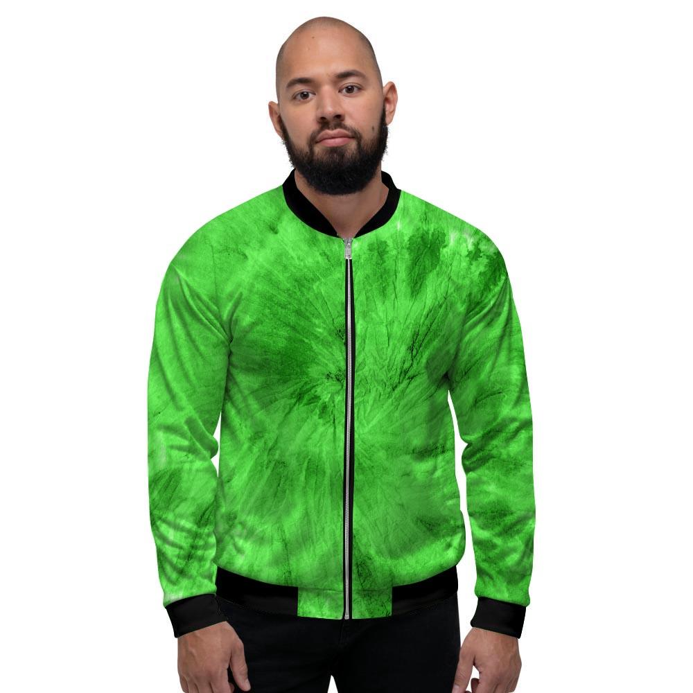 Green Tie Dye Men's Bomber Jacket-grizzshop