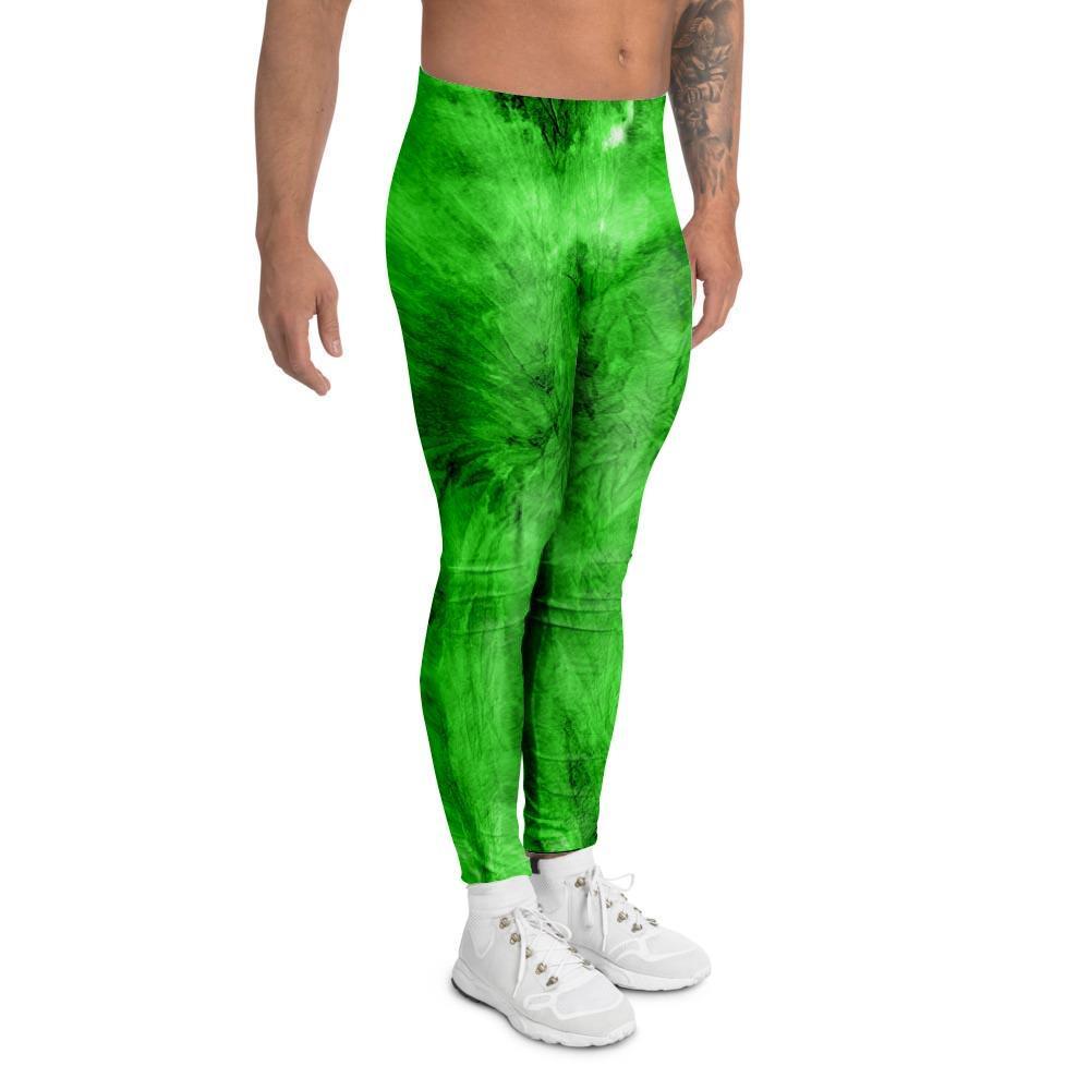 Green Tie Dye Men's Leggings-grizzshop