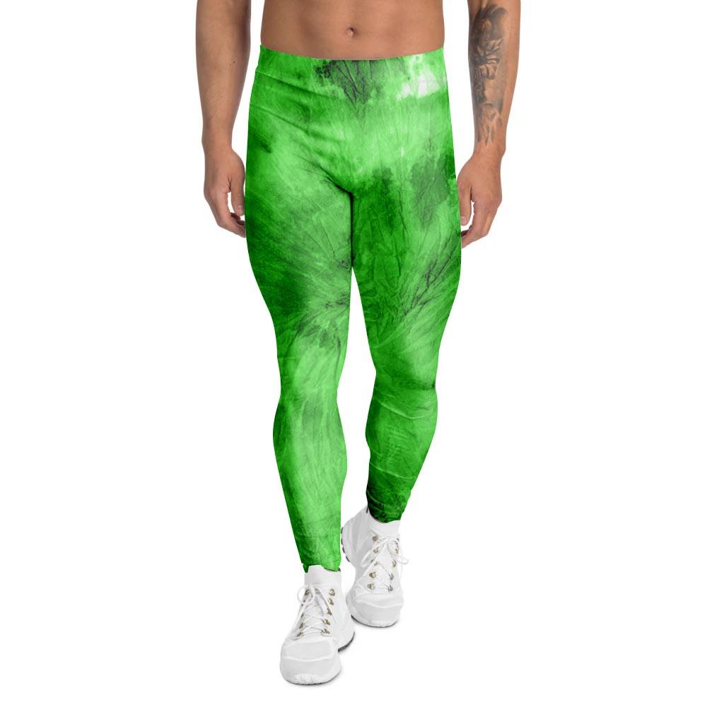 Green Tie Dye Men's Leggings-grizzshop