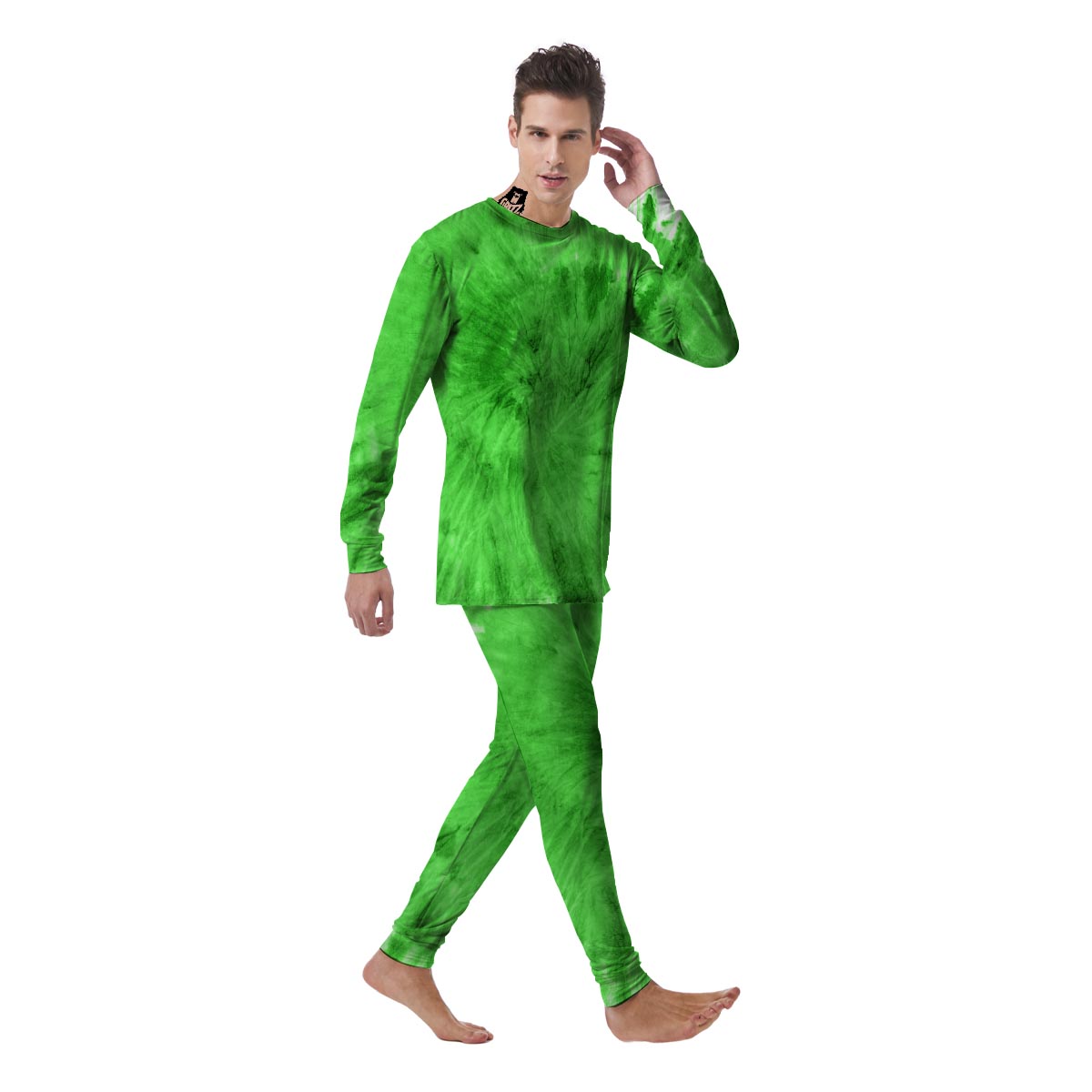 Green Tie Dye Men's Pajamas-grizzshop