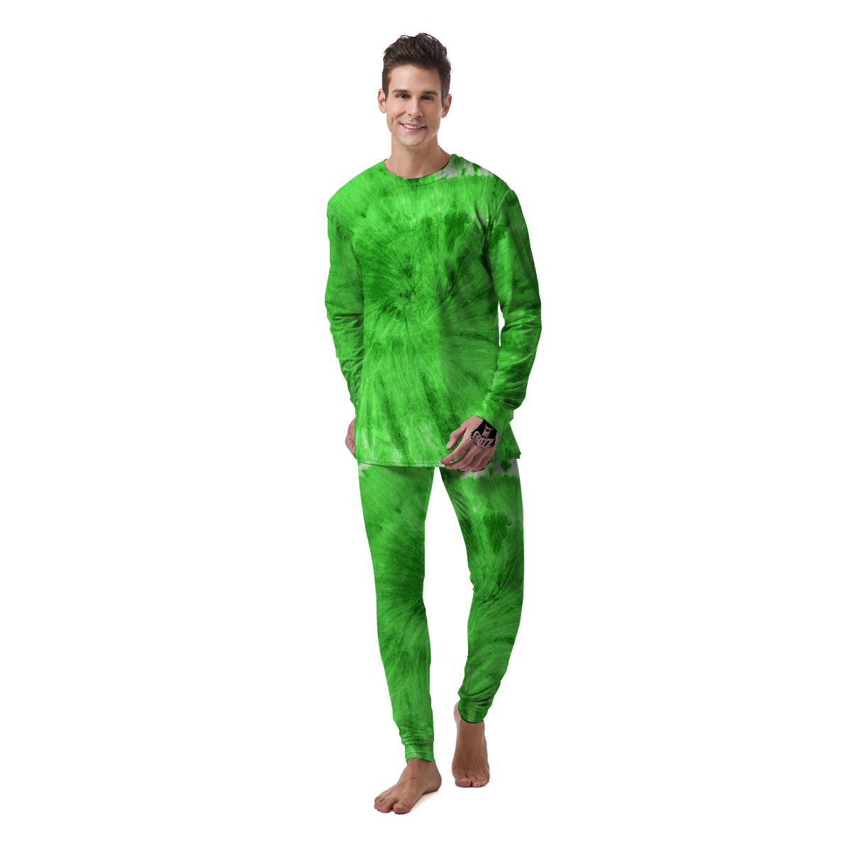 Green Tie Dye Men's Pajamas-grizzshop