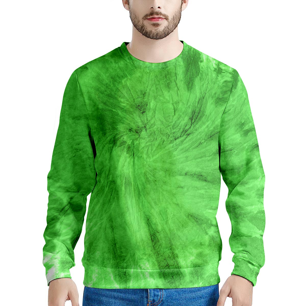 Green Tie Dye Men's Sweatshirt-grizzshop