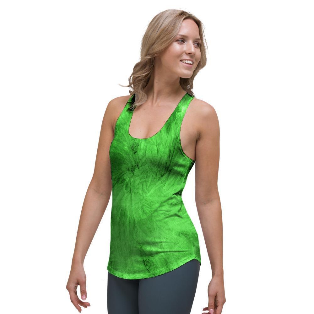 Green Tie Dye Women's Racerback Tank Top-grizzshop