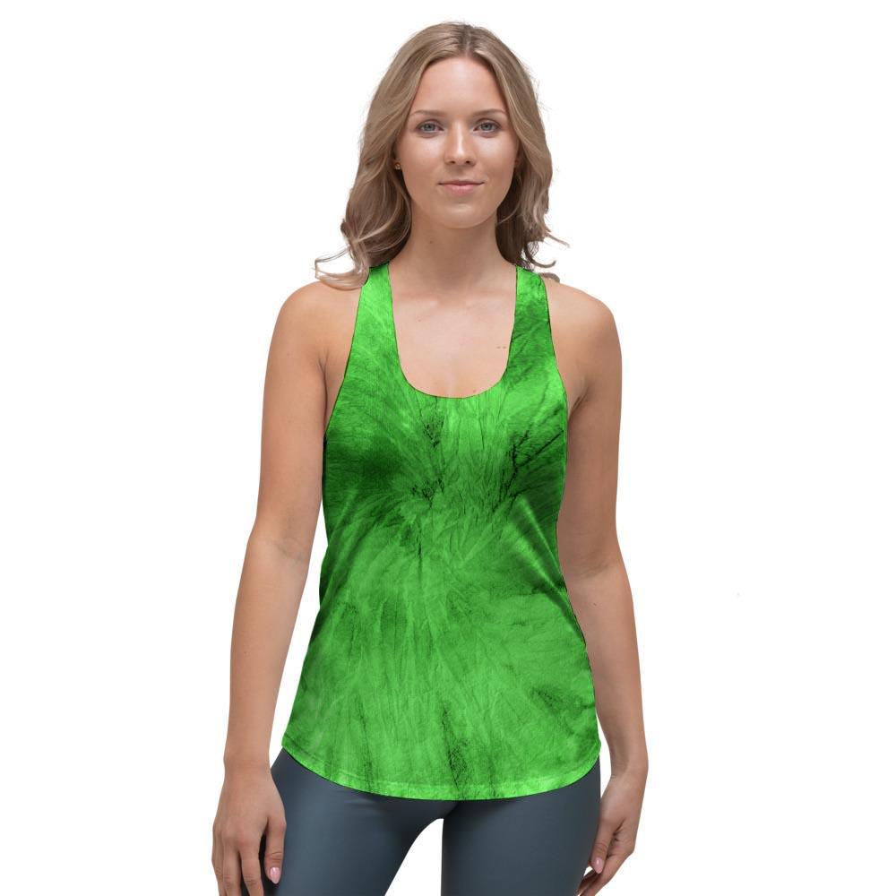 Green Tie Dye Women's Racerback Tank Top-grizzshop