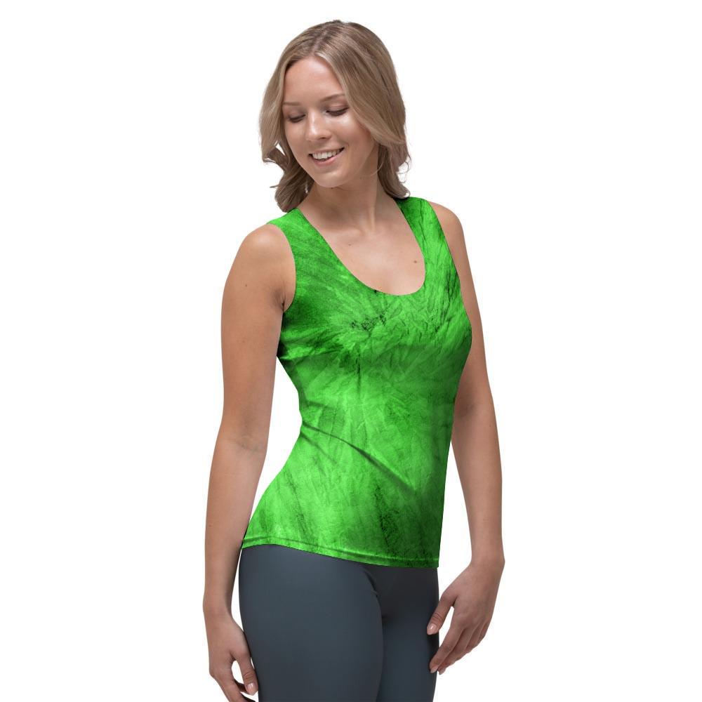 Green Tie Dye Women's Tank Top-grizzshop