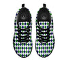 Green White And Navy Argyle Print Pattern Black Sneaker-grizzshop