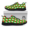 Green White And Red Argyle Print Pattern Black Sneaker-grizzshop