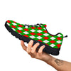 Green White And Red Argyle Print Pattern Black Sneaker-grizzshop