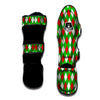 Green White And Red Argyle Print Pattern Muay Thai Shin Guards-grizzshop