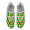 Green White And Red Argyle Print Pattern White Athletic Shoes-grizzshop