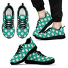 Green White Polka dot Pattern Print Black Sneaker Shoes For Men Women-grizzshop