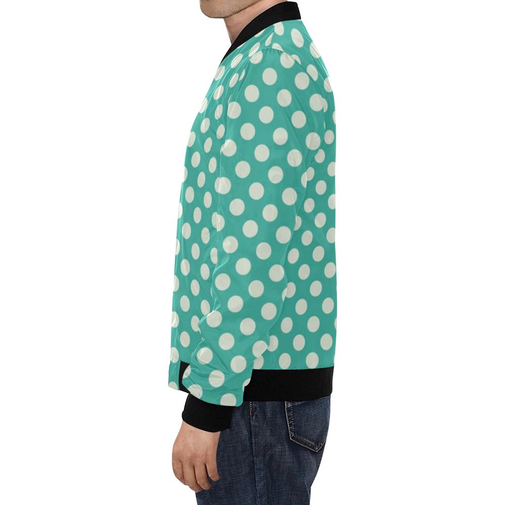 Green White Polka dot Pattern Print Men's Bomber Jacket-grizzshop