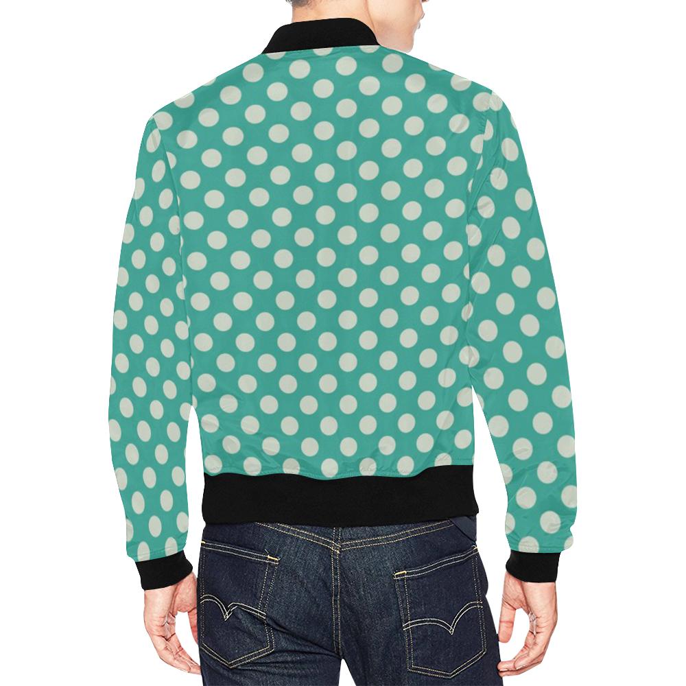 Green White Polka dot Pattern Print Men's Bomber Jacket-grizzshop