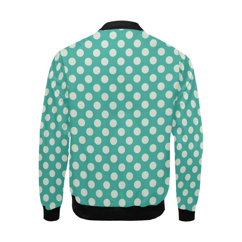 Green White Polka dot Pattern Print Men's Bomber Jacket-grizzshop