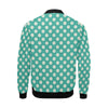 Green White Polka dot Pattern Print Men's Bomber Jacket-grizzshop