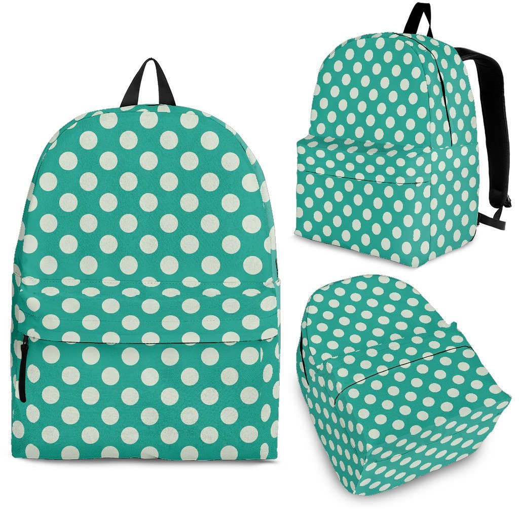 Green White Polka dot Pattern Print Premium Backpack-grizzshop