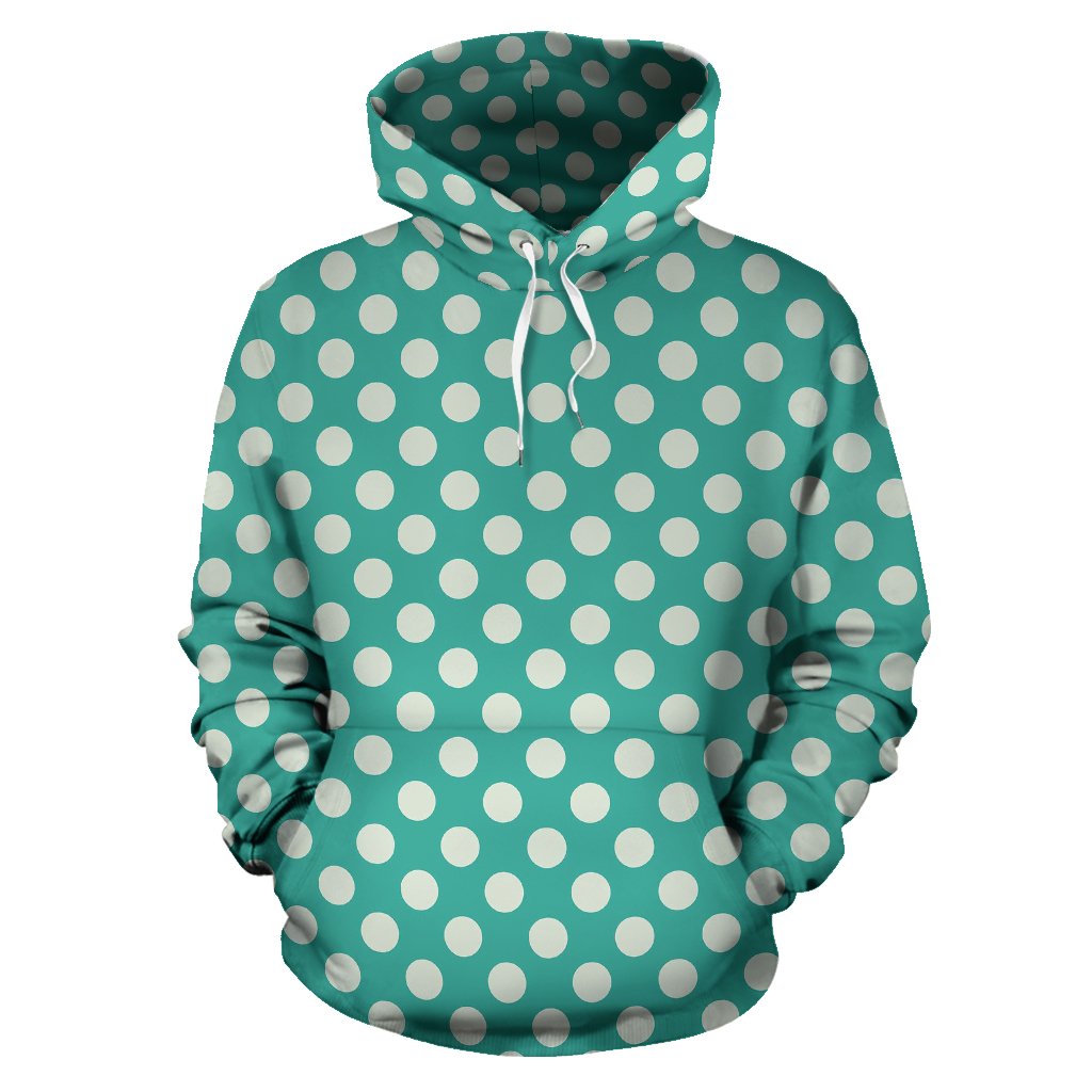 Green White Polka dot Pattern Print Women Men Pullover Hoodie-grizzshop