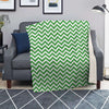 Green Zigzag Print Pattern Blanket-grizzshop