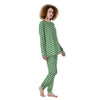 Green Zigzag Print Pattern Women's Pajamas-grizzshop