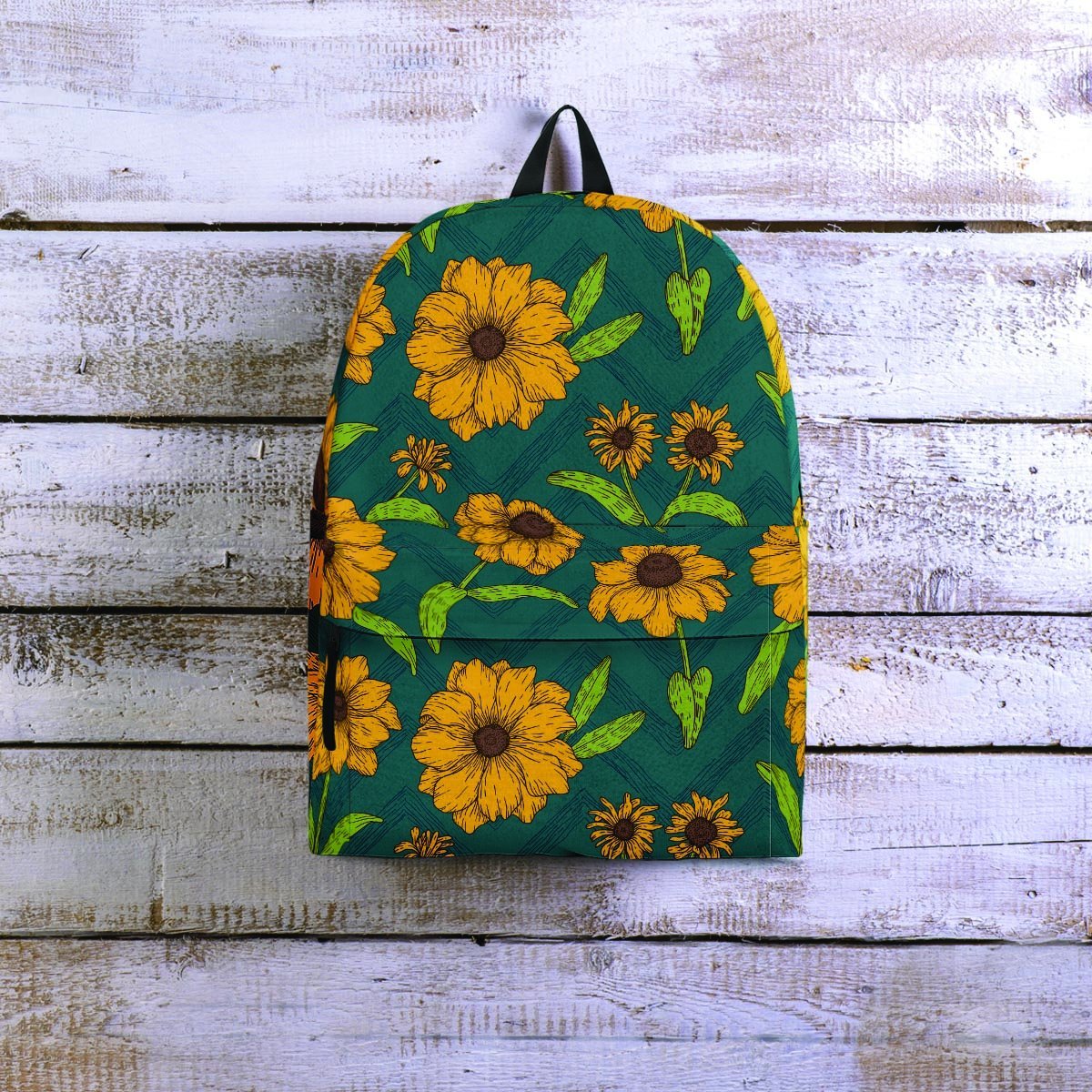 Green Zigzag Sunflower Backpack-grizzshop